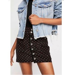 NEW Free People Joanie Mini Skirt Black Corduroy